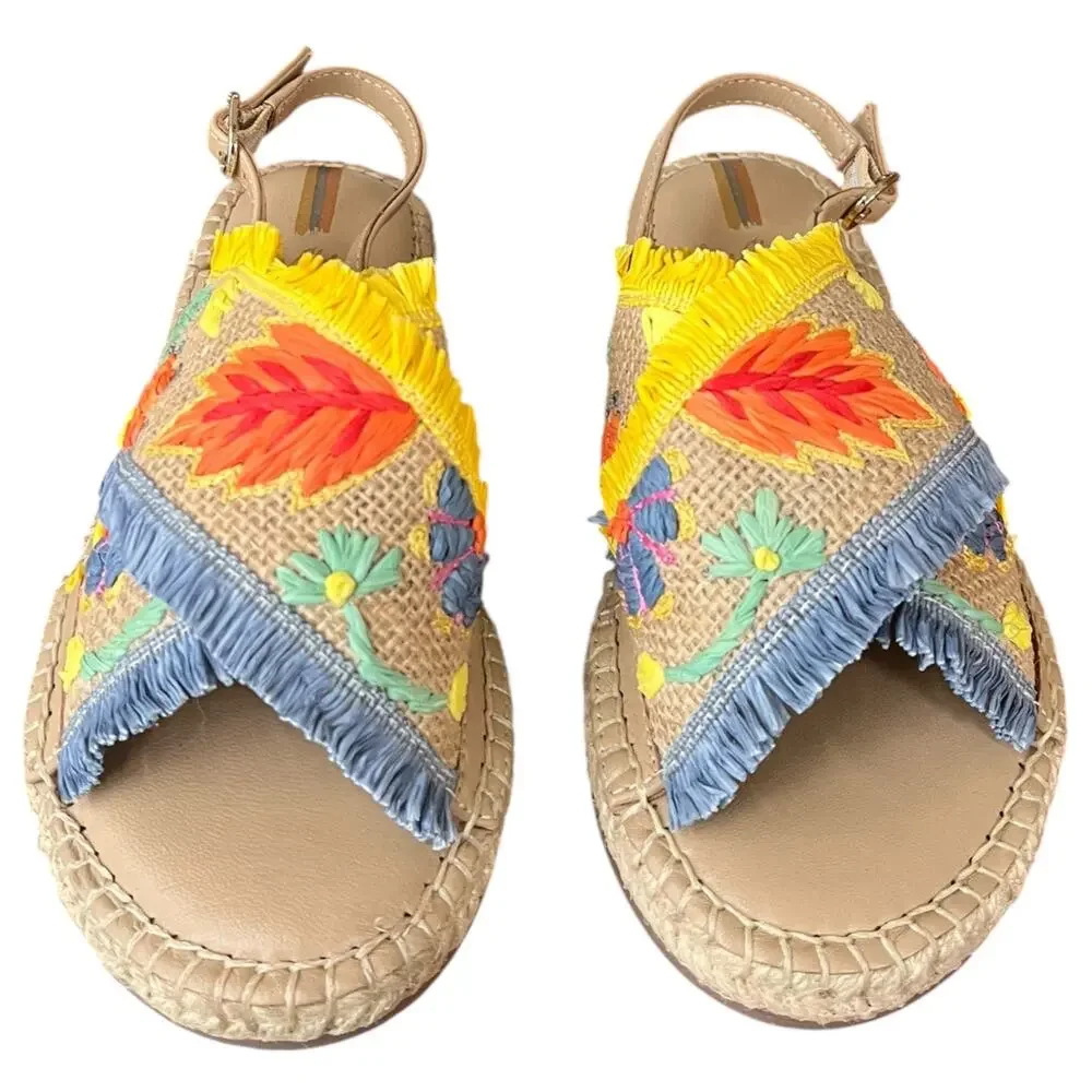 Sam Edelman Kids Kayden Slingback Sandals Floral Embroidered Girl's 3 NEW